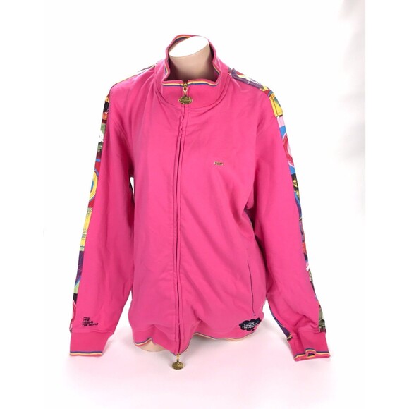 Parish Womens 2XL DISCO Pink Funky Long Sleeve Graphic Land People Zip Jacket - Picture 1 of 8